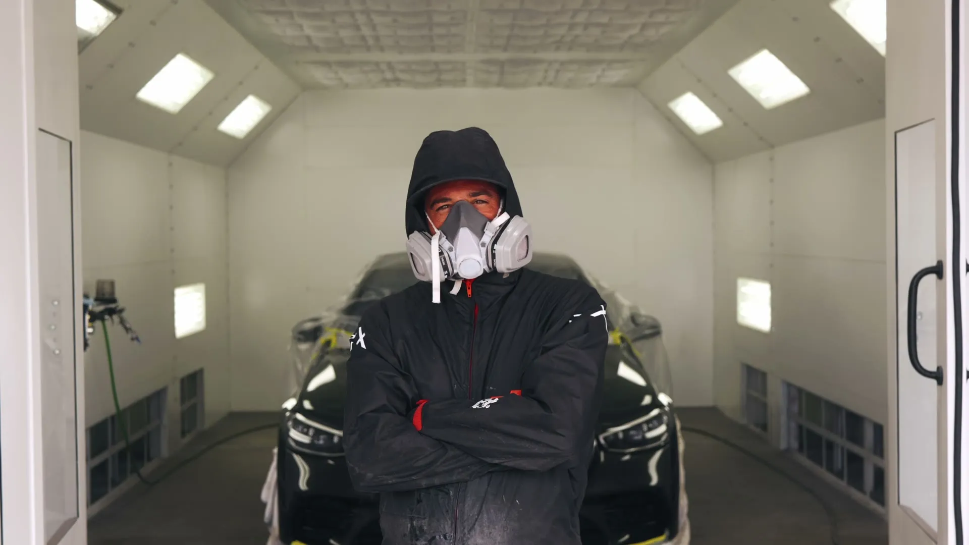 Royal Armor technician in the spray booth